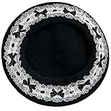 Asukohu Trendiger Maler Hut mit Schleifen Flache Hüte Britische Baskenmützen für Dating Fotografie Cabbie Kopfbedeckung Malerhut Herbst Elegant Damen, Schwarz , Einheitsgröße