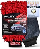 Ivality® Premium Auto Waschhandschuh | Lackschonend & saugstark | 3in1 Waschhandschuh Auto | Mikrofaser Handschuh Auto | Microfaser Auto Handschuh | Autoschwamm Kfz | Für eine effektive Reinigung