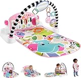 Fisher-Price Baby Activity Mat Glow and Grow Kick & Play Piano Gym, Portable Musical Toy with Smart Stages Learning, Ages 0+ Months, Pink