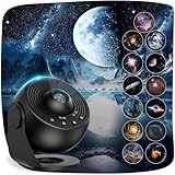 Macchiatto Upgrade Planetarium Projector, Galaxy Projector Lamp with 13 Planet Discs, LED Sternenhimmel mit Timer, LED Sky Projector for Room Decor, Sternenprojektor für Kinder Erwachsene-Schwarz