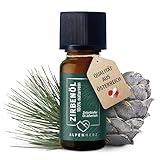 ALPEN HERZ Zirbenöl 10 ml - 100% naturrein, ätherisches Zirbelkieferöl aus Österreich für Duftöl Raumduft Duftlampe Zirbenwürfel Aroma Diffuser Zirbe Lufterfrischer Zirbelkiefer Öl Geschenke