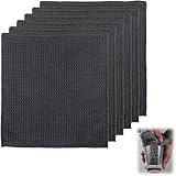 Reinigungstücher Mikrofaser, Super Saugfähige Spüllappen, Wiederverwendbar Waffeltücher, Schwarz Mikrofasertücher, Weiche und Waschbare Spültuch für Spüllappen Küchenlappen Putzlappen (20 x 20 cm)
