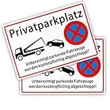 Zikenis 2 Stück Parken Verboten Schild,30 x 20cm Warnschild Aluminium,Privatparkplatz Schild,Privatgrundstück,inkl.Enthält Trägerkleber,wasserfest,UV-beständig