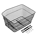 Metall Fahrradkorb schwarz für Gepäckträger - 40 x 30 cm - Einkaufskorb für Fahrräder zur Festmontage - Einkaufskorb Transportkorb Metallkorb Korb Tasche für Fahrrad engmaschig