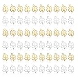 Tikplus Kleeblatt Anhänger, 60 Stück Gold Kleeblatt Glücksbringer Kettenanhänger, Kleine Metall Charms zum Armband, für DIY Abschiedsgeschenk, Keschlüsselanhänger, Schmuckanhänger