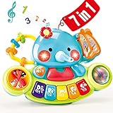 Musikspielzeug Baby Spielzeug 6 Monate, Elefant Baby Spielzeug ab 3 6 Monate Mädchen Motorikspielzeug, Musikinstrumente mit Licht & Klang Kinder Keyboard Babyspielzeug ab 1 Jahr Mädchen Jungen