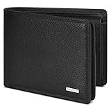 REDOLZ Herren Leder-Geldbörse Querformat mit Klappe | Geldbeutel Brieftasche Portmonee Portemonnaie mit Klappe | RFID-Schutz & 8 Kartenfächer Querformat | Maße 12 x 2 x 9 cm (schwarz)