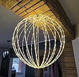 Star-Max LED Kugelleuchte Ø 50 cm mit 295 warmweißen LEDs, für Innen & Außen, IP44 Adapter, 3 m Zuleitung, 6/18h Timer, Teleskop-Faltmechanismus, dekorative Lichtkugel