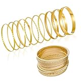 Feegela 10Pcs Goldene Boho Armreifen Set Damen–Stapelbare Vintage Armbänder, Punk Chunky Gold Armreif,Goldene Braelets für Hochzeit/Party, Modische Geschenke für Frauen und Mädchen