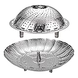 CAM2 Dampfgarer,Gemüsedämpfer,Dünsteinsatz aus Edelstahl,Dampfgar-Einsatz Faltbar Dämpfkorb für Obst und Gemüse,Kochtöpfe und verschiedenes Kochen