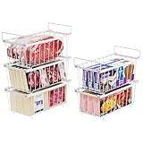 iSPECLE Gefrierschrank Organizer Behälter – 5er Gefriertruhe Körbe für 198L Tiefkühltruhen Sortieren Gefrorenes Fleisch, Sparen Platz, Stapelbare Drahtkörbe Mit Griffen Leicht zu Erreichen, Weiß