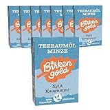 Birkengold Xylit Zahnpflege Kaugummi | Teebaumöl Minze | plastikfrei | 8 Stk. | Natürliche Kaumasse (Chicle) | Ohne Erdöl | Zuckerfrei | Naturkosmetik zertifiziert | vegan