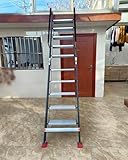 WhamtL Dachbodentreppe Dachbodenleiter mit Gerader Stufe, Tragbare Etagenbettleiter mit Rutschfester Stufe, Dachbodenleiter für Schule, Tiny Home, Garage, Wohnheim(Black,13 Step-375cm (12.3ft))