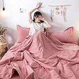 Sommer-Bettdecke und 2 Kissenbezüge, 1,5 Tog, geometrisches Streifenmuster, waschbar, trendiges Steppbettwäscheset für Bett, Couch/Sofa, Decke 031 (Farbe: Rot, Größe: Einzelbett)