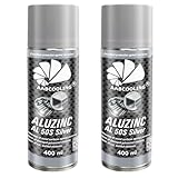 AABCOOLING Aluzinc AL 50S Silber 2X 400ml Zink Aluminium Spray Rostschutz für Auto, Metall, Aluminium, Schweißstellen, Unterbodenschutz, wetterfest, hohe Deckkraft, Schutzlack Rostschutzmittel K1