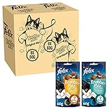 FELIX Knabber Mix Original & Strandspaß, Katzensnack mit verschiedenen Sorten Mixtray 2x(8x60g)