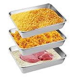 Panierschalen Set, 3 Stück Edelstahl Panierschalen Set, 25,5 x 19,5 x 5,8 cm Rechteckig Panierschalen Panierset, Edelstahl Schale Rechteckig mit Stapelbares, für Schnitzel, Fleisch, Fisch und Gemüse