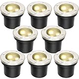 Herrselsam Bodeneinbaustrahler Aussen Led Runde 8er set Led Bodenstrahler Warmweiß Bodenlampe IP65 Wasserdicht Bodenleuchten Bodenspots Außen,für Gartenbeleuchtung und Gehwegbeleuchtung