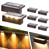 Solpex Solarlampen für außen, 8 Stück, warmweiß Treppenlicht, wasserdicht Solarleuchten, LED-Beleuchtung für Außentreppe, Stufen, Zaun, Garten, Hof, Terrasse, Dachrinne, Weg, Dekoration (Braun)