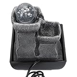 Desktop-Brunnen, Langlebiger Harz-Mehrzweck-Wasserfallbrunnen, Kleiner Wasserfall Wie mit Bunten LED-Lichtern für Zuhause (EU-Stecker 100-240 V 220–240 V)