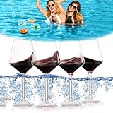Schwimmendes Weinglas Pool，Floating Wine Glass， Bruchsichere 18-Unzen-Weingläser am Pool,Ideal Für Strand, Bar, Camping (Schwarz4PCS)