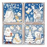 Weihnachts-Fensteraufkleber, abnehmbare statische Schneeflocken-Aufkleber, Dekoration, abnehmbare Frohe Weihnachten, Fensteraufkleber für Fenster, Tür, Wand, Kühlschrank