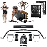 EVO Bow – All-in-One tragbares Heim-Fitness-System | Kompaktes Krafttrainings- und Trainingsgerät für Reisen mit gekerbten Widerstandsbändern für Ganzkörpertraining und gewichtete Liegestütze | 136 kg