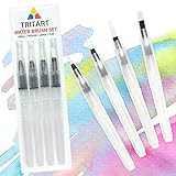 Tritart 4X Wassertankpinsel Set - Wasserpinsel Set mit Wasser Tank für Aquarellfarben - 4 Wassertankpinsel aquarell - Wasserstift Set - Water Brush Pen - Pinsel mit Wassertank