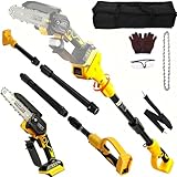 Akku Hochentaster Ast Kettensäge für Dewalt 18V 20V (ohne Akkus), Mini 6 zoll Profi-Astsäge Teleskop Elektro teleskopsäge säge mit Teleskopstange Astsäge handkettensäge akkusäge Arbeitshöhe bis 4,5m