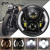 JMTBNO 7 Zoll Motorrad LED Scheinwerfer Runden DRL Weiß Blinker Bernstein Integration Scheinwerfer Kompatibel mit Harley Touring Road King Ultra Classic Electra Street Glide Tri Cvo Heritage Softail