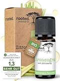 rooted.® BIO Zitronengrasöl 10ml [100% NATURREIN] - Echtes Lemongras - Ätherisches Öl für Aromatherapie, Duftlampe, Diffusoren, Raumduft, Duftkerzen und -Seifen