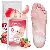 2 Paar Fußmaske, Hornhaut Socken, Abgestorbene und Entfernt Effektiv, Feuchtigkeitsspendende Fussmaske, Fußpflege für Zarte Füße, Exfoliating Fussmaske für Männer und Frauen (Erdbeer Pfirsich)