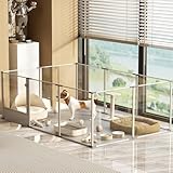 BingoPaw Acryl Wurfkiste XXL Hundezaun: 10-TLG Welpenauslauf 60 cm hoch, Gitterloser Hundelaufstall mit Tür und Wasserdichter Boden, Welpenzaun Wohnung Laufstall für Hunde Katzen, 180×120×61 cm