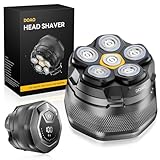 Glatzen Rasierer Herren, DOAO 2025 Verbessert wasserdicht 6D Flexibler Glatzenrasierer, Magnetische Schwebender Kopf, Nass und Trocken, Reise-Essentials, USB-C-Anschluss