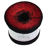 Bobbel Farbverlaufsgarn 300g - 1140m 4 fädig Märchengarne Wolle Verlaufsgarn (Höllenfeuer - Schwarz außen)
