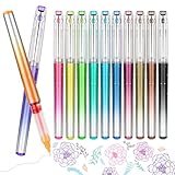 DAPAWIN 12 Farben Tintenroller mit Flüssigtinte, 0,5 mm Fineliner Set Rollerball Pen, Kugelschreiber für Journaling, Schreibt, Zeichnen, Notizen, Schulsachen, Büro, Trocknet Schnell Gelstifte