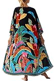 YouKD Damen Sommer Boho Cardigan Plus Size Kleid Strand Coverup Robe Lange Kimono One Size Bademäntel