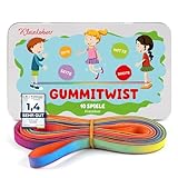 Kleintober I Premium Gummitwist Kinder I mit Anleitung für Spiele I Hüpfgummi I Twister I Indoor und Outdoor Spielzeug I Regenbogen Band I für Mädchen & Jungs I Gummitwist I
