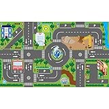 Kids Globe Spielteppich mit Straßen (leuchtende LED-Ampeln, Kinder-Teppich mit Anti-Rutsch-Boden, Größe 120x72 cm)