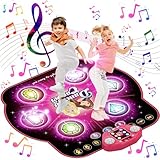 Tanzmatte für Kinder, verbessertes umschaltbares elektronisches Tanzpad mit 4 und 6 Tasten und Bluetooth, 9 Stufen, leuchtende Musikspielmatte für Kinder, Spielzeug für Mädchen Jungen Alter von 3–12