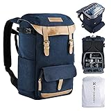 K&F Concept Kamerarucksack Rolltop 20L Fotorucksack Wasserdicht Robuste Rucksack-Stofftaschen aus Stoff für Spiegelreflexkamera Canon Nikon Sony Fujifilm Olympus und 15,6 Zoll Laptop