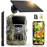 iZEEKER Solar Wildkamera mit Handyübertragung App, HD 48MP 4G LTE & Standard Wildkamera, Bewegungsmelder Nachtsicht, App-Steuerung Kein WLAN IP66 Wasserdicht mit SIM-Karte & 64 GB Micro-SD-Karte