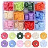 180 Stück Bunte Knöpfe Bunt Buttons, 20mm 4 Löcher Knöpfe zum Basteln, Runde Kunstharz Bastelknöpfe Kinderknöpfe, 12 Farbige Knöpfe zum Nähen für DIY Kunst und Handwerk Dekoration