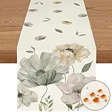 YCOLL Deko Frühling Pflanzen Blumen Tischläufer Frühling Küche Esstisch Dekoration Tischläufer Wasserabweisend, Outdoor Abwaschbar für Esszimmer Party Dekoration