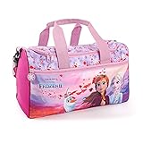 PERLETTI Eiskönigin Sporttasche für Kleine Mädchen - Frozen 2 Kinder Schwimmtasche Wasserdicht mit Anna ELSA Olaf - Umhängetasche Duffel Bag Violett Rosa für Kleinkind Kindergarten - 35x22x15 cm