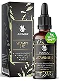 Vitamin B12 Tropfen hochdosiert, Vegan & alkoholfrei 50ml 1700 Tropfen flüssig 3 Formen Aktiv + Depot (Adenosyl- & Methylcobalamin Hydroxocobalamin)