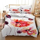 CHCHNXY Bettwäsche 200x200,Blume 3 Teilig Weich Und Atmungsaktiv Bettwäsche-Set,Für Jugendliche Erwachsene 1 Bettbezüge Mit Reißverschluss Und 2 Kissenbezug 80x80cm
