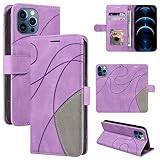 Qiaogle iPhone 14 Pro Max Hülle, Lila Leder Hülle für iPhone 14 Pro Max, Magnetisches Design Flip Case Wallet Cover mit Halter Ständer