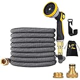 ZAselect Gartenschlauch 60 m erweiterbar, stärkster Doppel-Latex-Innenschlauch verhindert Auslaufen magischer Schlauch mit 9 Funktionen Spritzpistole, erweiterte Version 200FT-60M