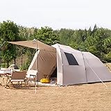 Zelte für Camping, 4 Personen, 318 x 223 x 163 cm, Pop-up-Zelte für Erwachsene, 4-Mann-Zelt, Rucksackzelt mit 1 Wohnzimmer + 1 Schlafzimmer, Familienzelte für Camping (Light Brown)